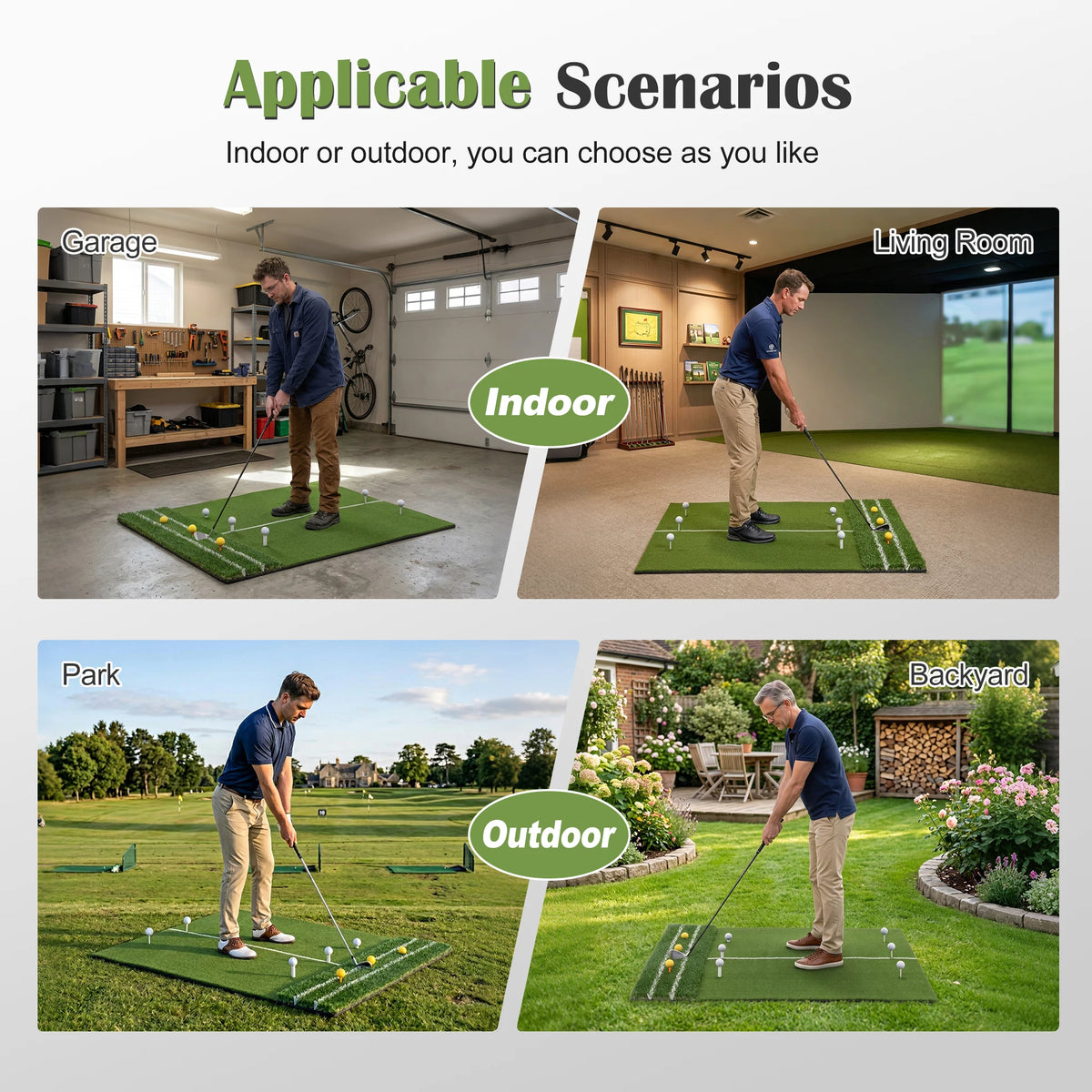 Premium Golf Hitting Mat Featuring Guide Line And Tee Slots
