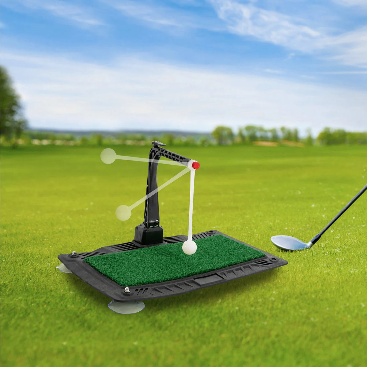 Height Adjustable Golf Swing Trainer With Ball Return Practice Aid