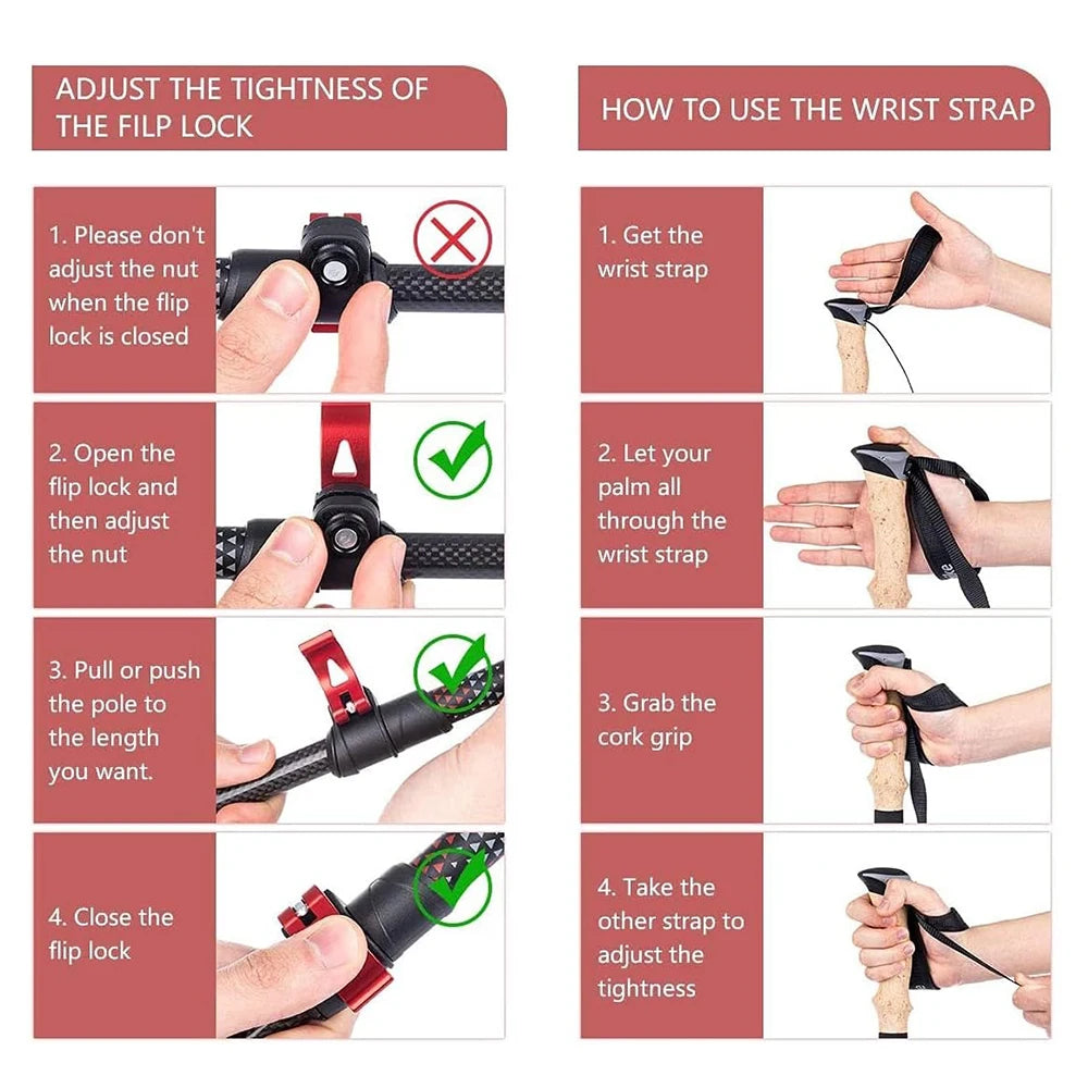 Free Shipping Naturehike Carbon Fiber Folding Hiking Trekking Poles
