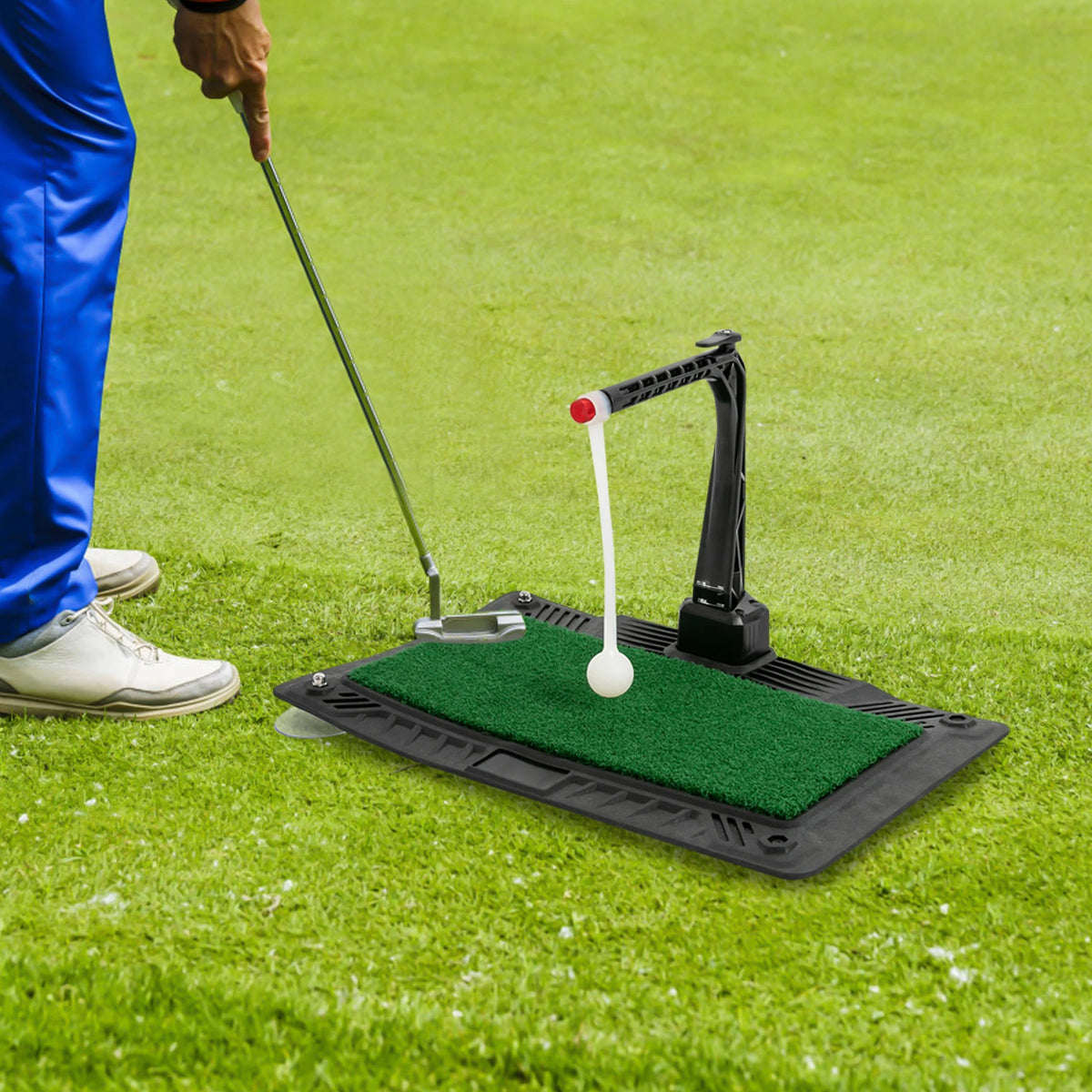 Height Adjustable Golf Swing Trainer With Ball Return Practice Aid