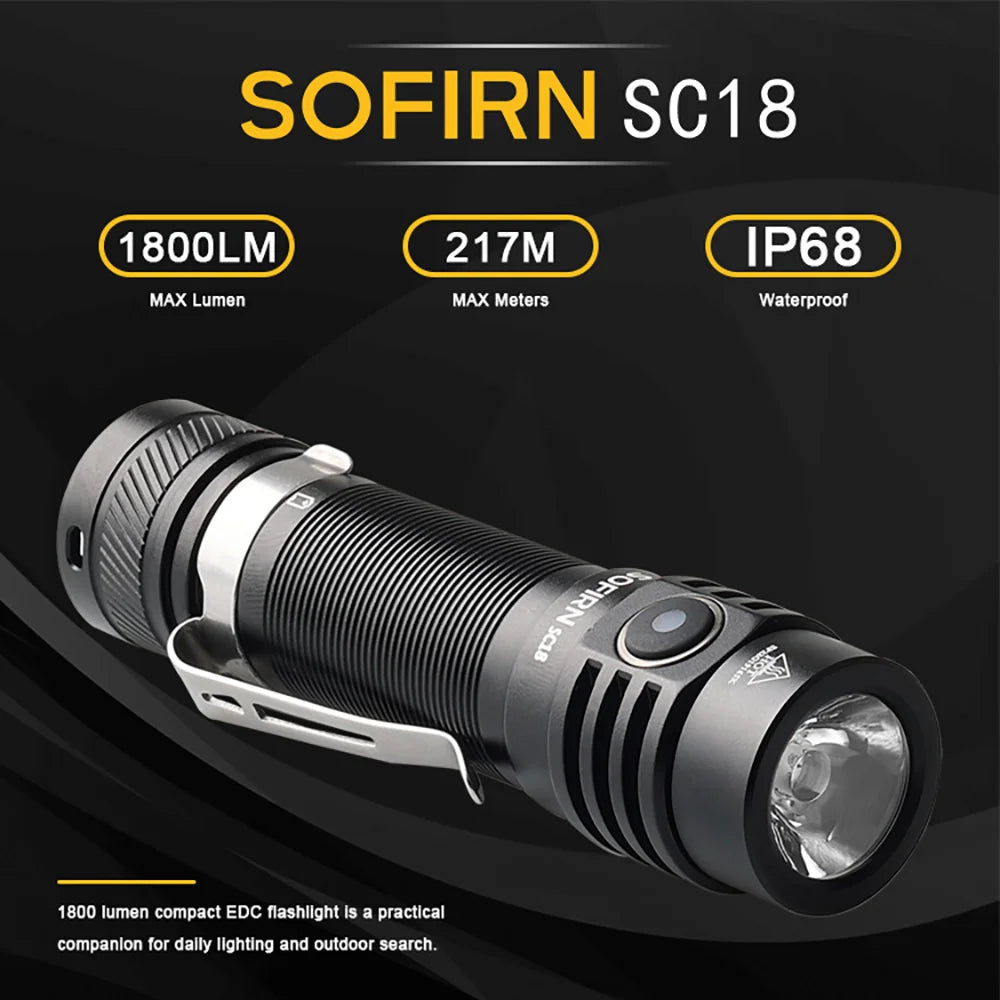 Free Shipping Sofirn SC18 USB C Rechargeable LED Flashlight