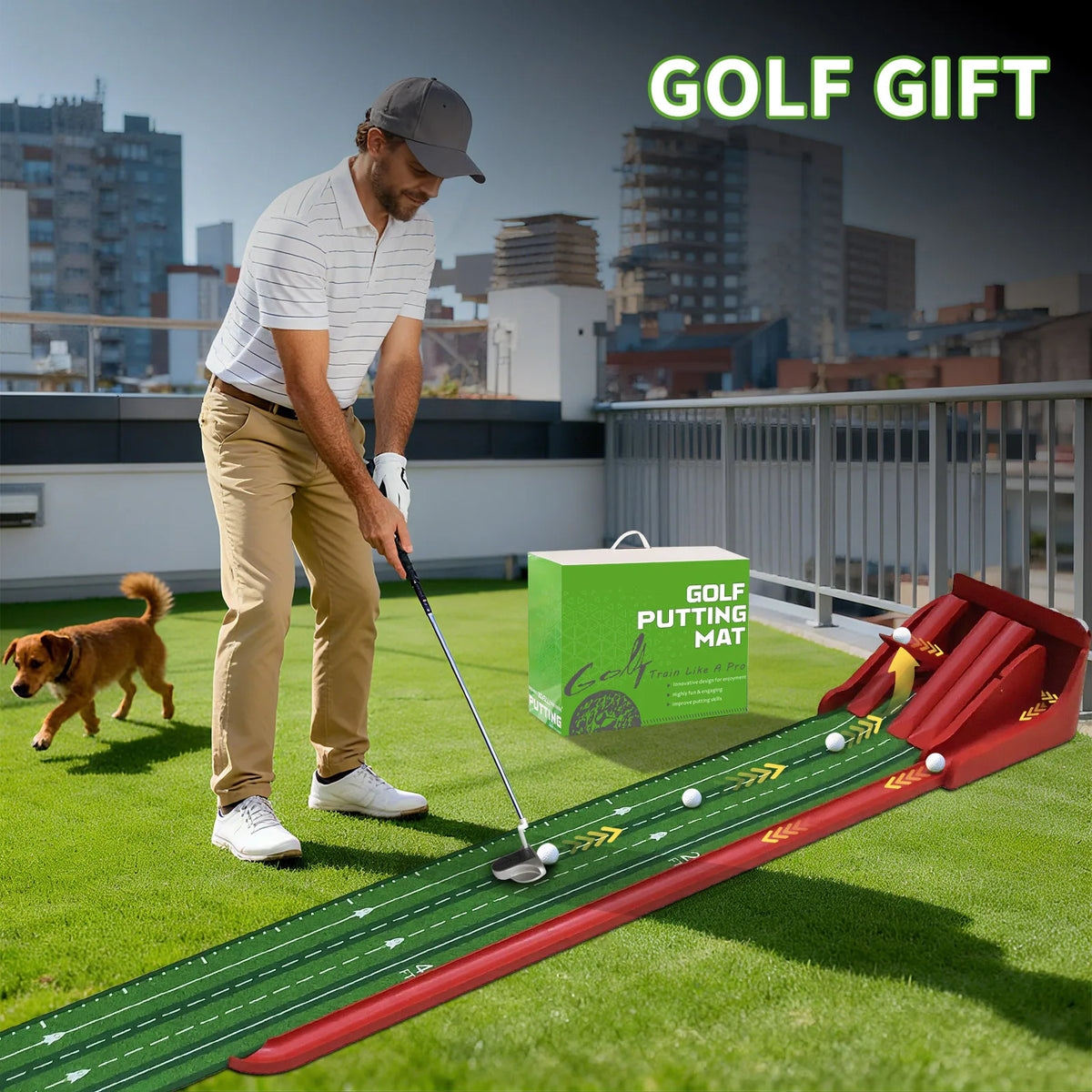 Kofull Four Lane Golf Putting Practice Mat For Indoor Training