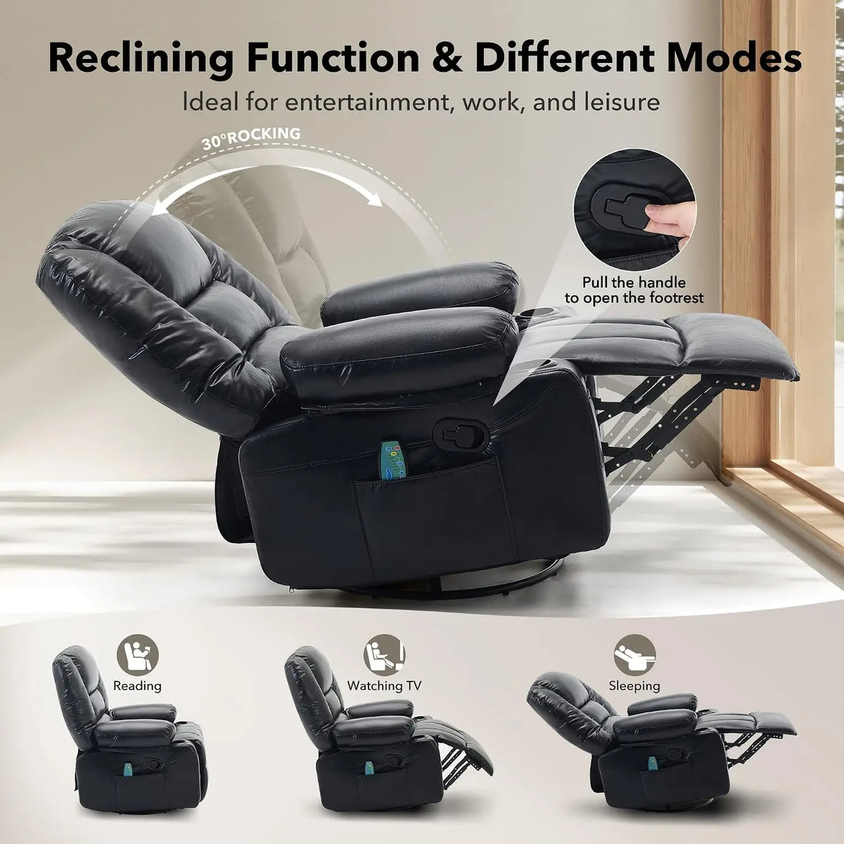 Garvee Massage Recliner Chair With Heat And Swivel Comfort