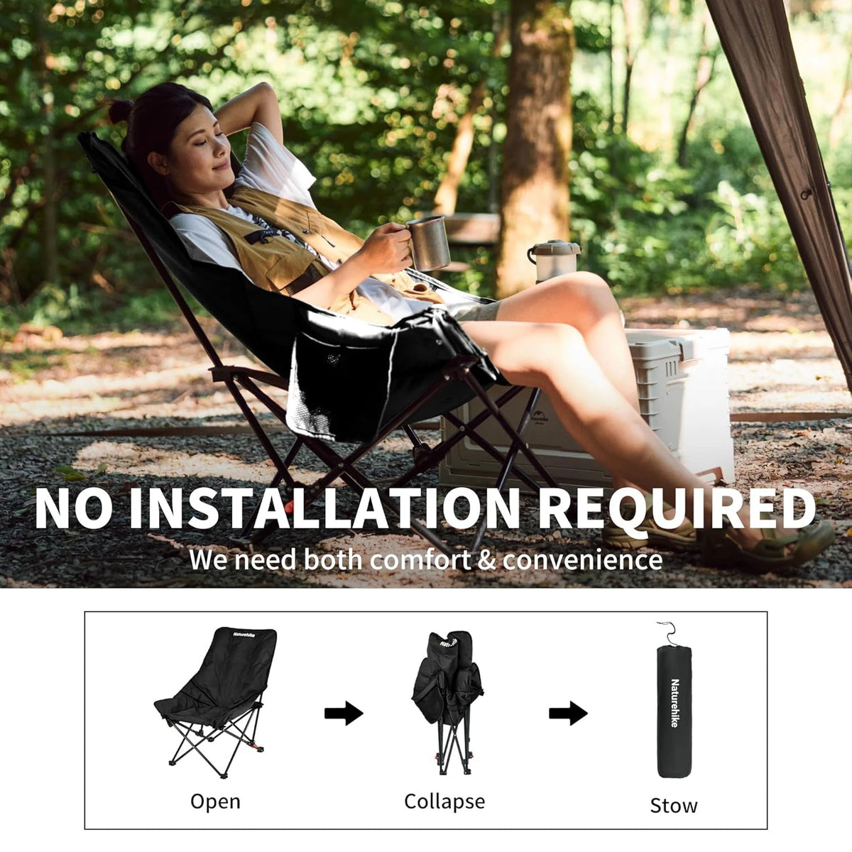 Free Shipping Naturehike Adjustable Folding Camping Recliner Chair