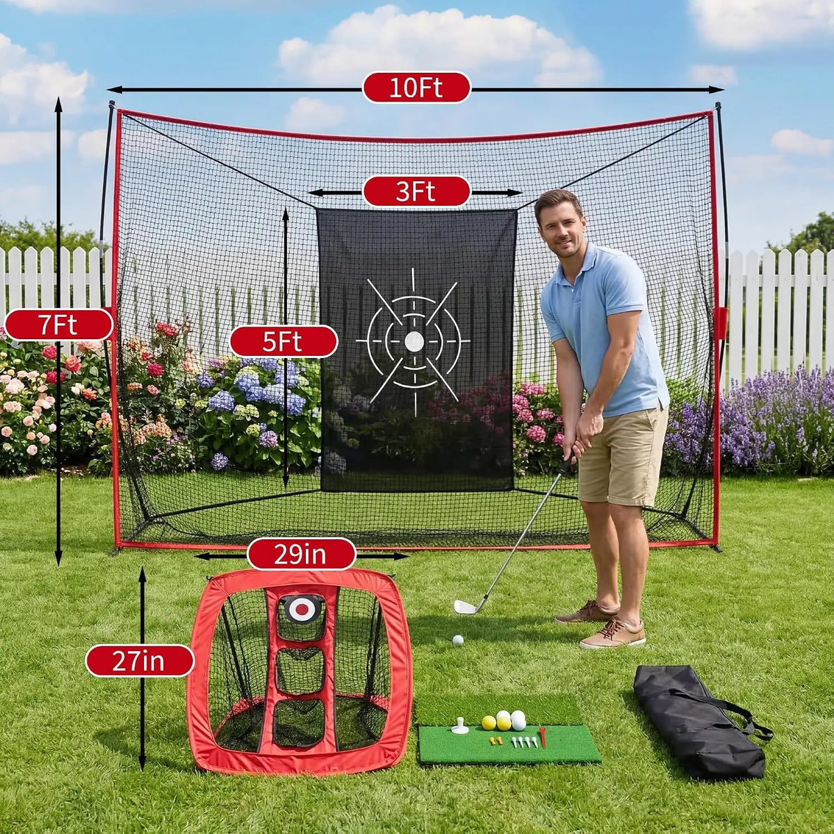 Free Shipping Tacleekii Golf Practice Net with Aiming Cloth and Carry Bag