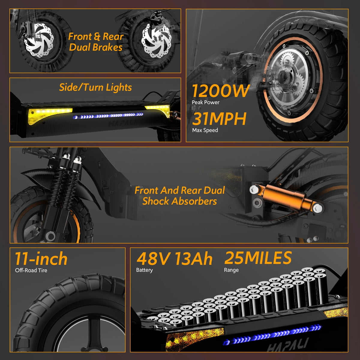Free Shipping Osboo 1200W Off Road Electric Scooter Dual Suspension