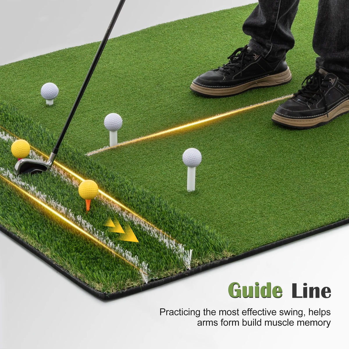 Premium Golf Hitting Mat Featuring Guide Line And Tee Slots