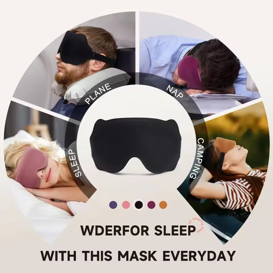 3D Contoured Eye Mask For Sleeping With Blackout Blindfold Design