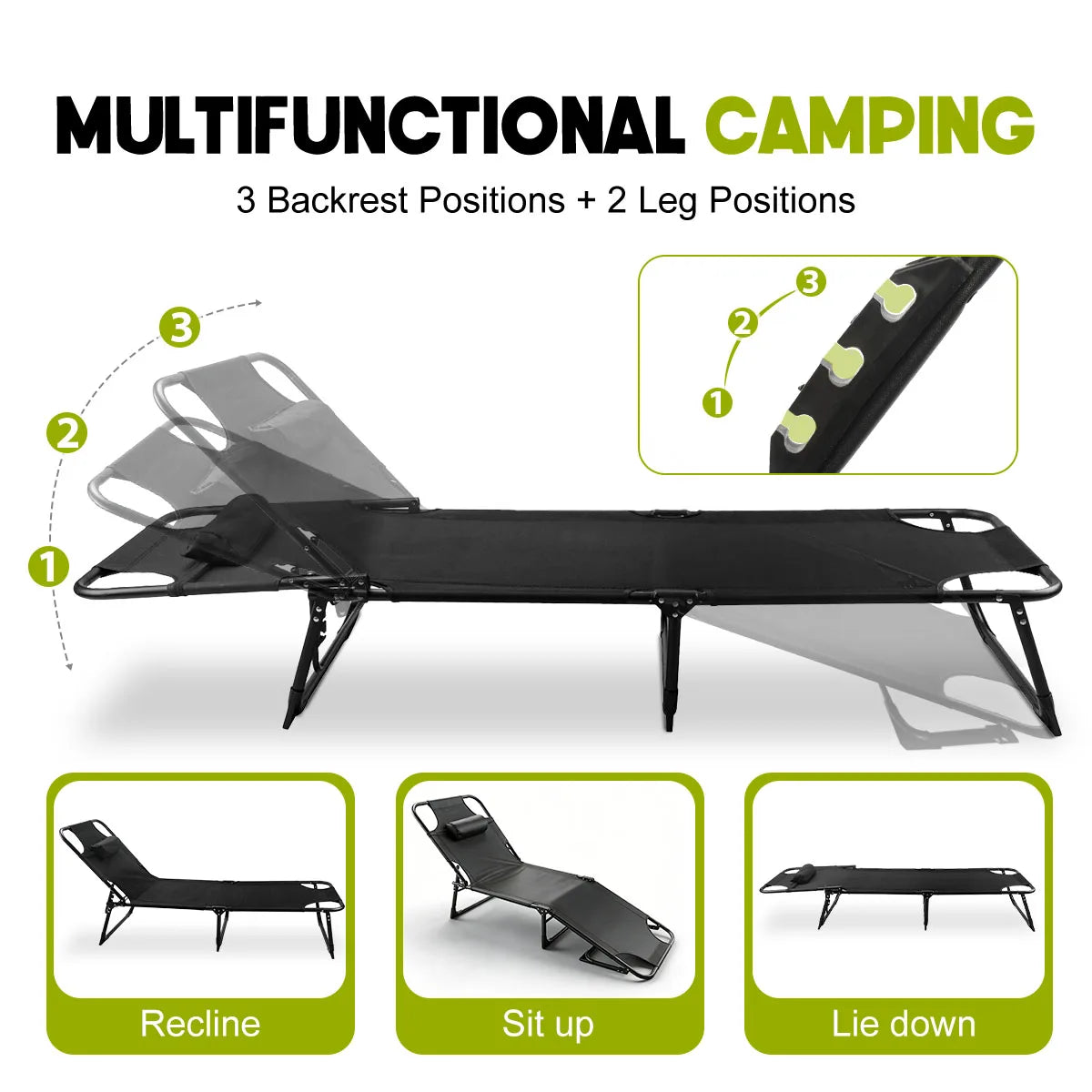 Free Shipping Adjustable Folding Camping Lounge Chair With Soft Cushion