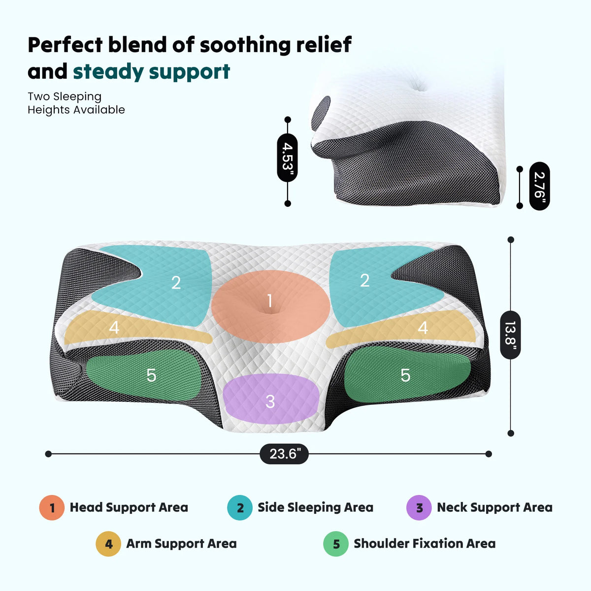 JHK Ergonomic Cervical Memory Foam Neck Pillow With Cooling Cover