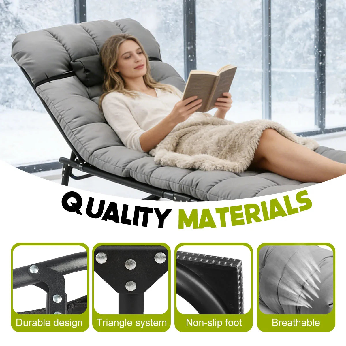 Free Shipping Adjustable Folding Camping Lounge Chair With Soft Cushion