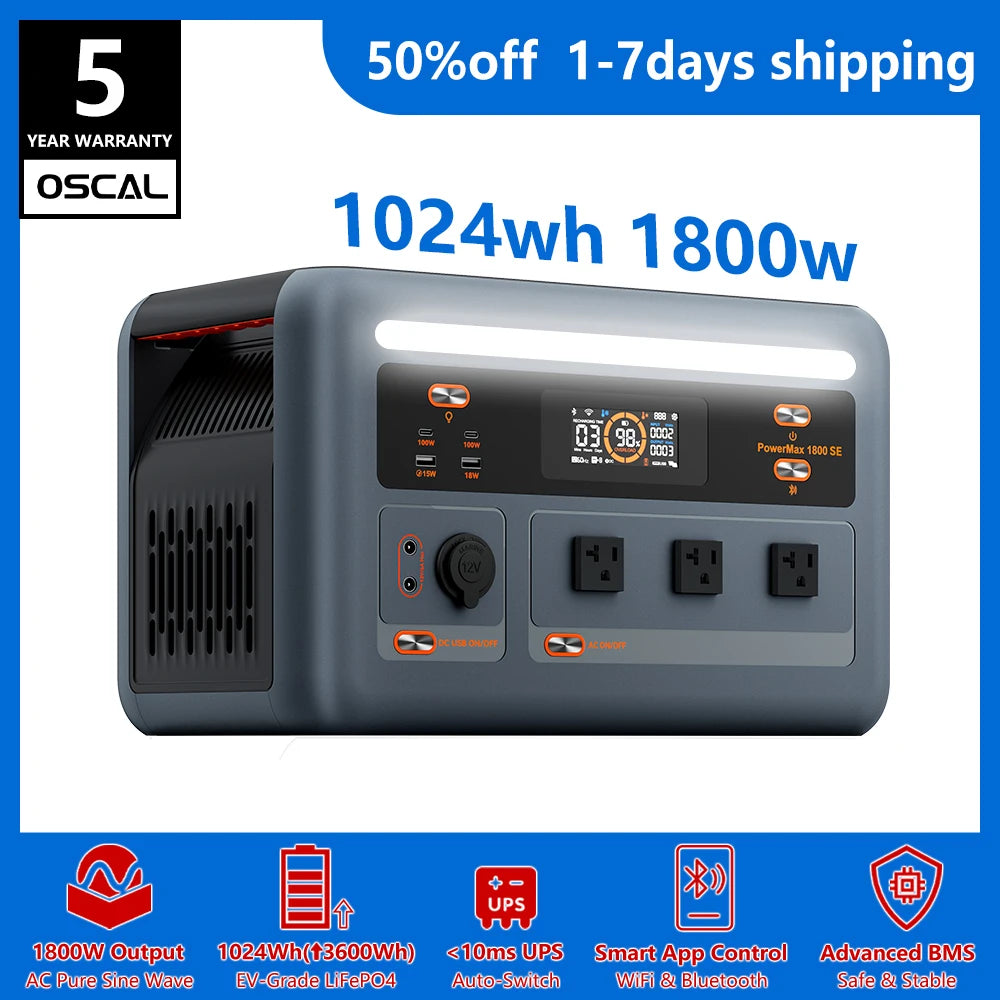 Free Shipping OSCAL PowerMax Portable Power Station With Solar Charging