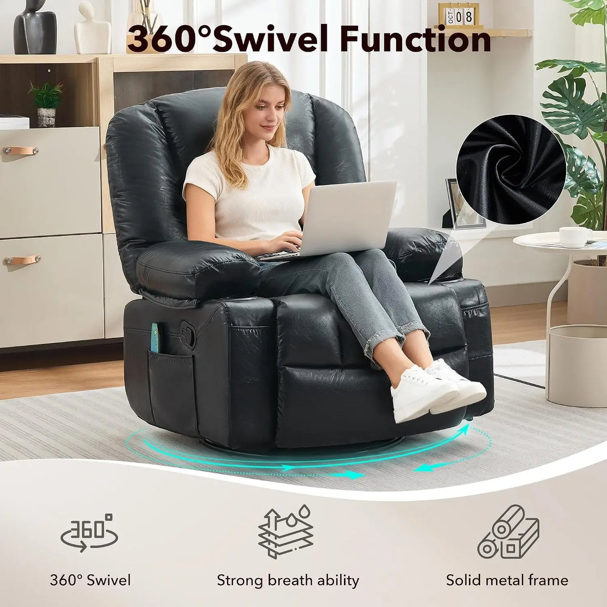 Garvee Massage Recliner Chair With Heat And Swivel Comfort