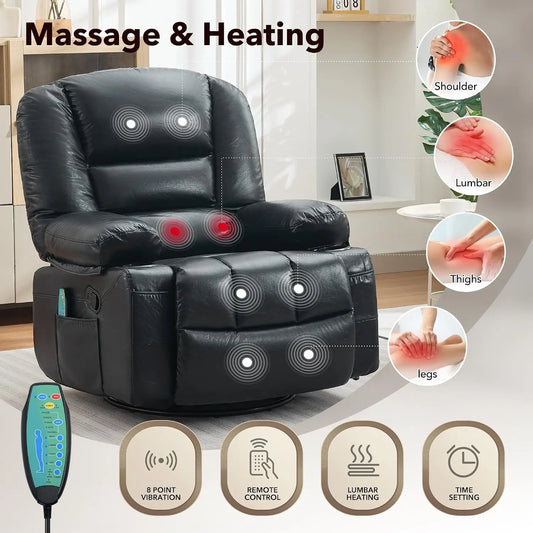 Garvee Massage Recliner Chair With Heat And Swivel Comfort
