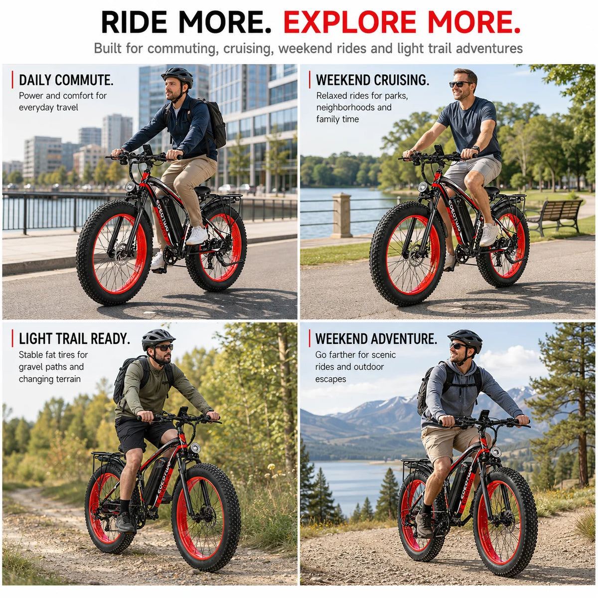 EOEOTWO 1500W Electric Bike With Fat Tires Long Range Battery