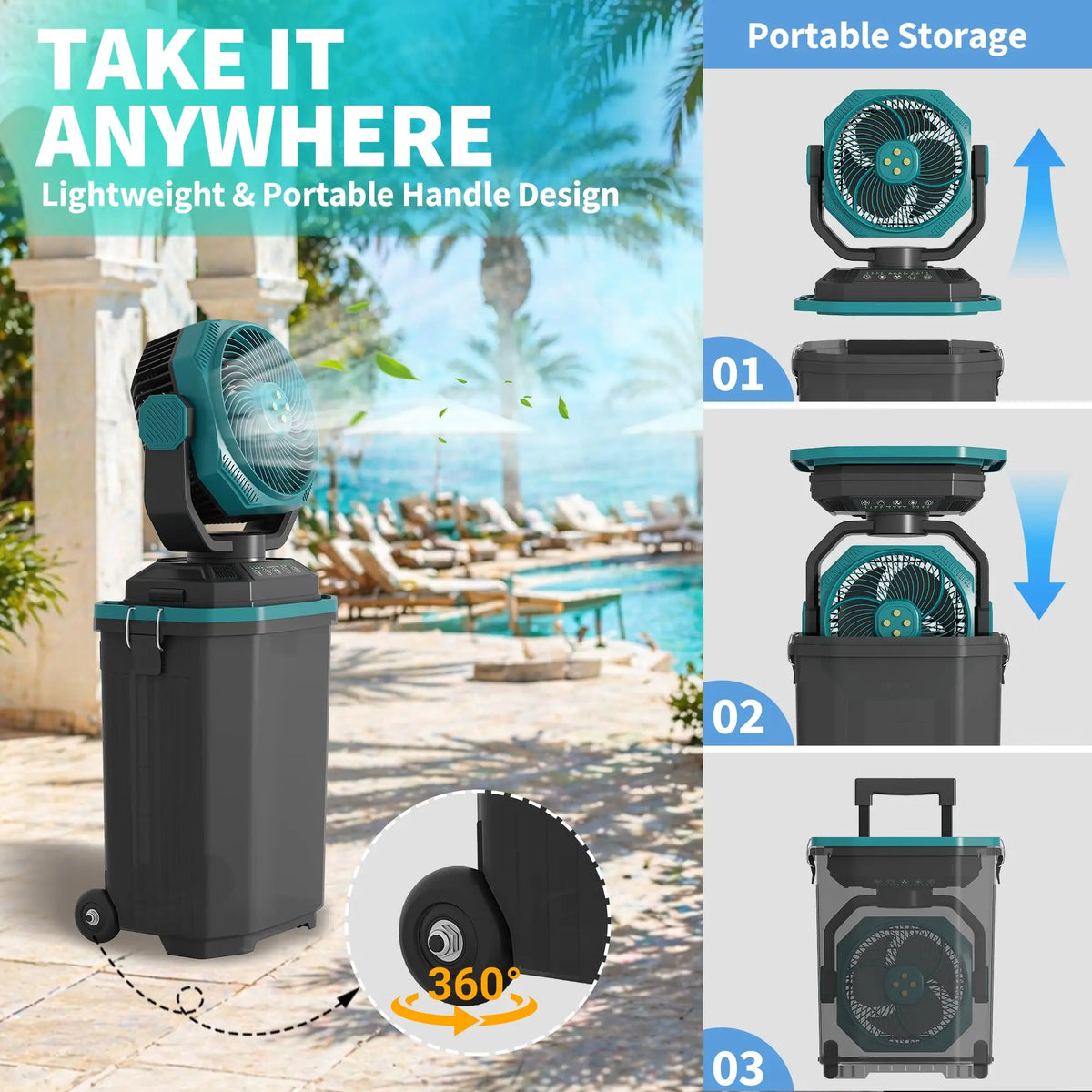 Free Shipping HiMISS Portable Misting Bucket Fan for Outdoor Cooling
