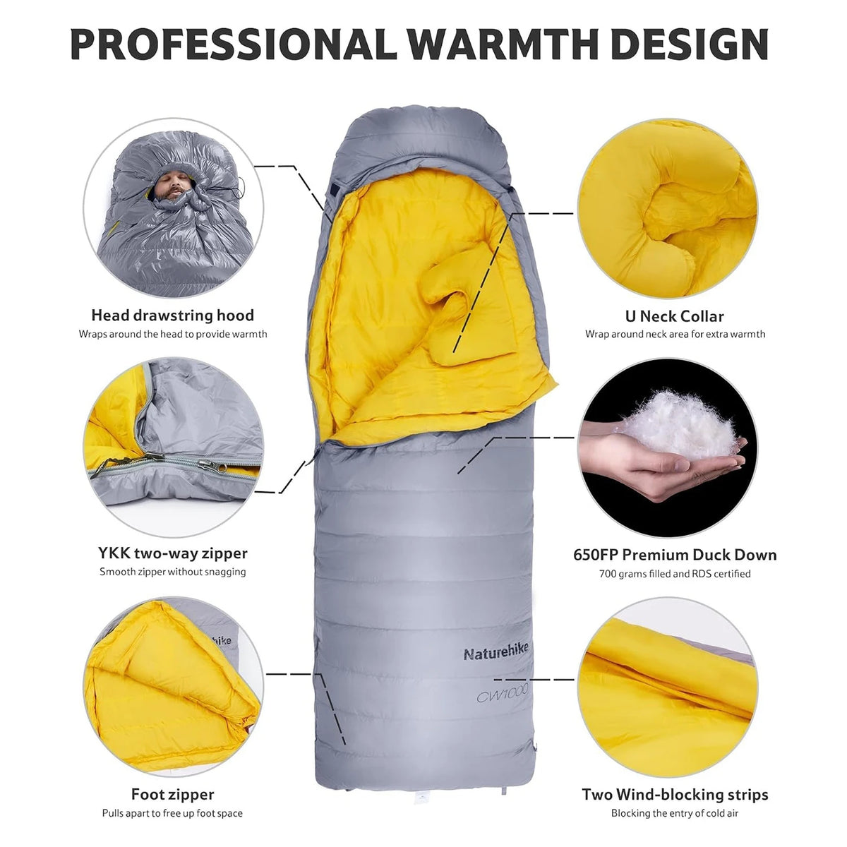 Free Shipping Naturehike Ultralight Duck Down Four Season Sleeping Bag