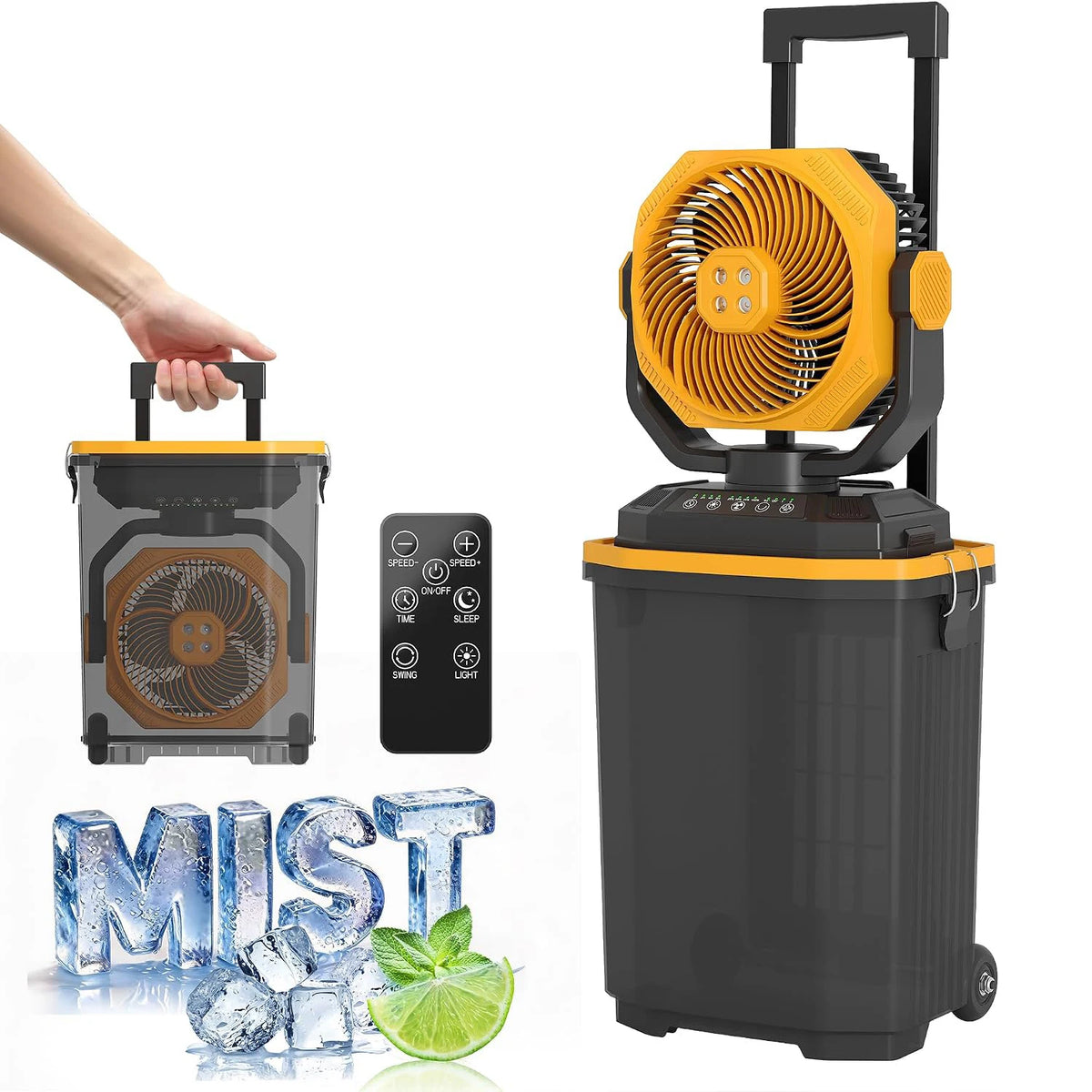 Free Shipping HiMISS Portable Misting Bucket Fan for Outdoor Cooling