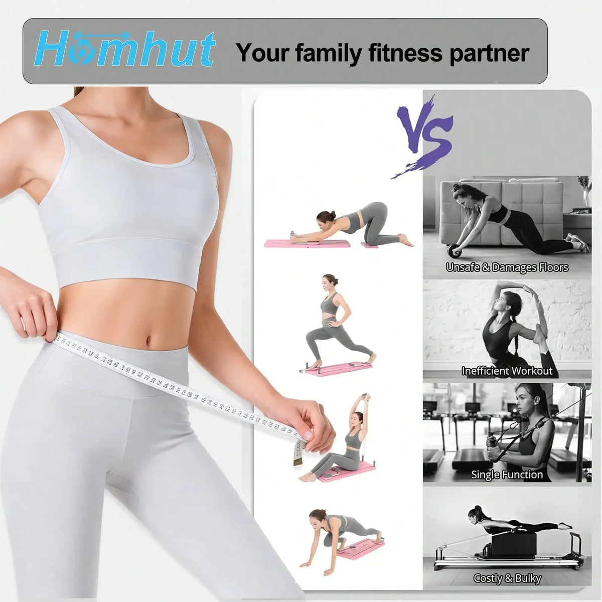 Multifunctional Foldable Pilates Sliding Core Trainer Board