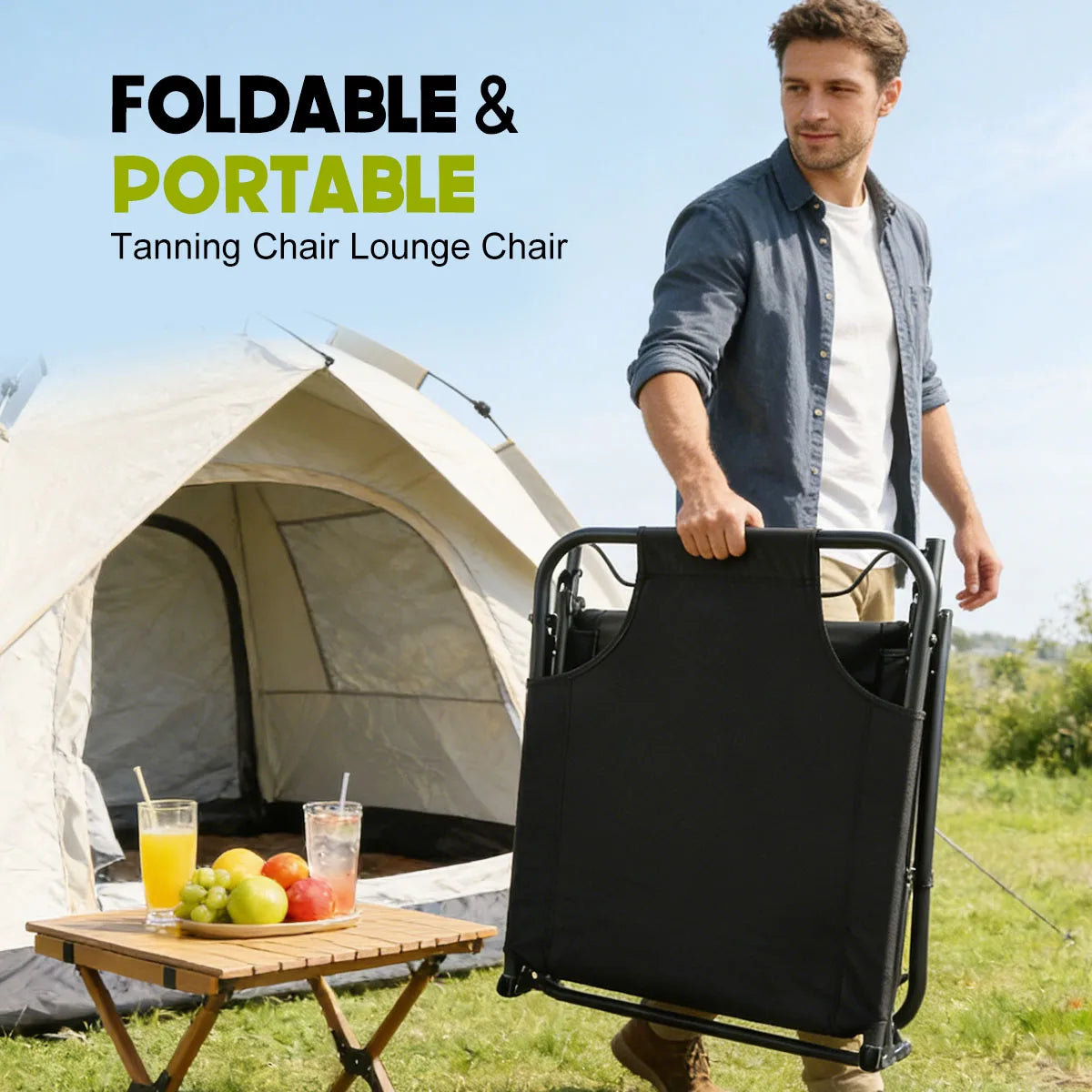 Free Shipping Adjustable Folding Camping Lounge Chair With Soft Cushion