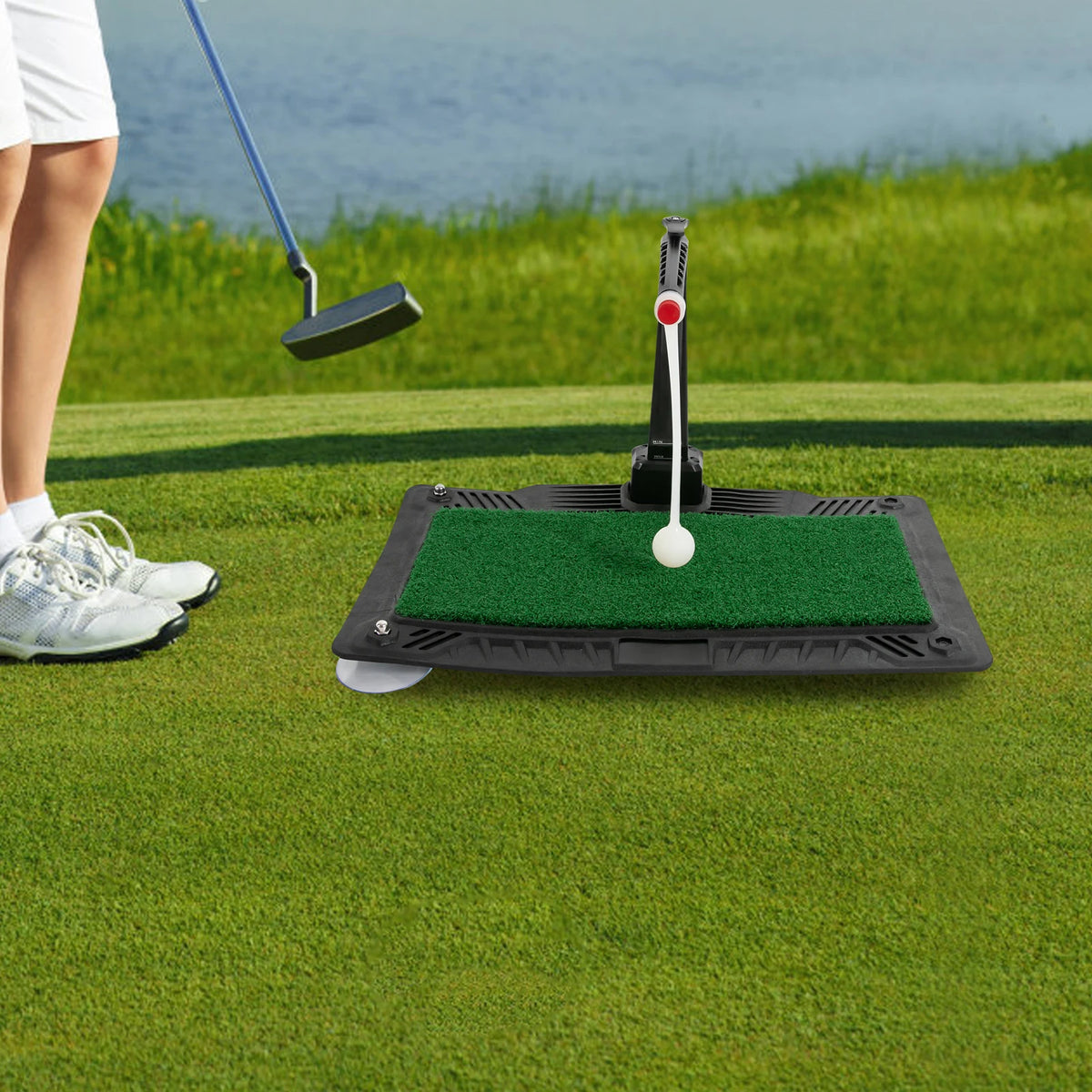 Height Adjustable Golf Swing Trainer With Ball Return Practice Aid