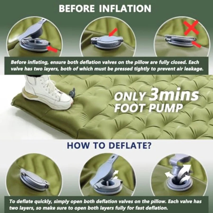 Free Shipping Double Camping Mattress With Built In Foot Pump