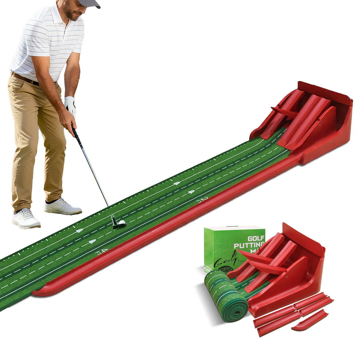 Kofull Four Lane Golf Putting Practice Mat For Indoor Training