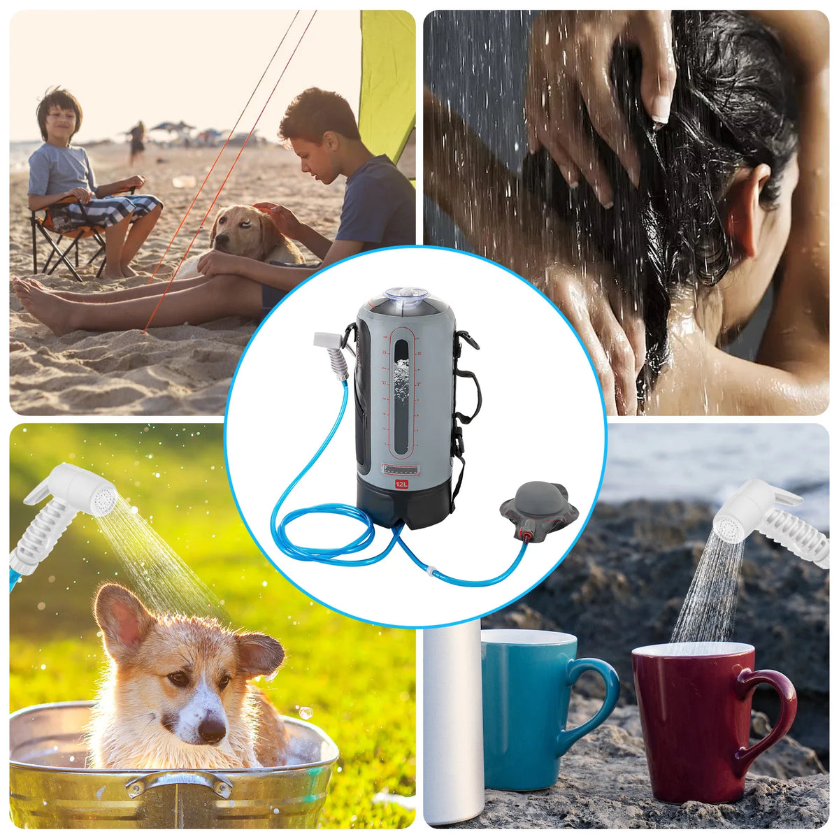 Free Shipping Portable Solar Camping Shower With Pump And Hose